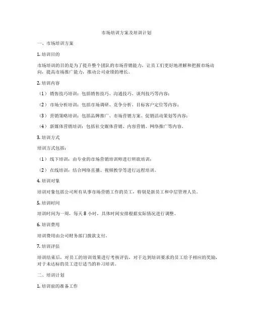 市场培训方案及培训计划