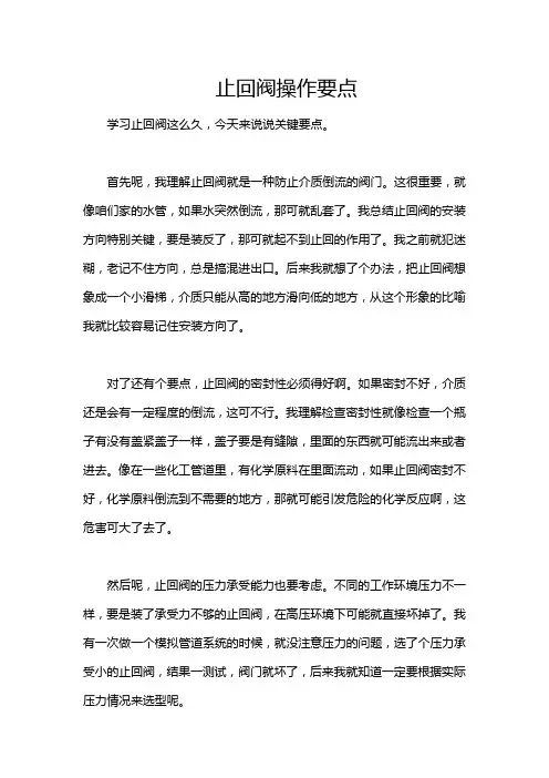 止回阀操作要点