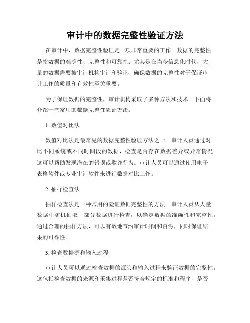 审计中的数据完整性验证方法