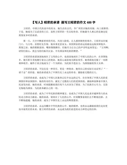 【写人】昭君的承诺 描写王昭君的作文400字