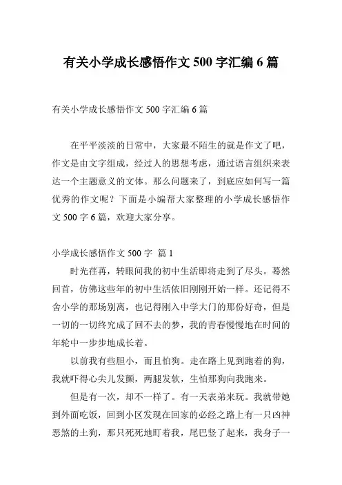 有关小学成长感悟作文500字汇编6篇