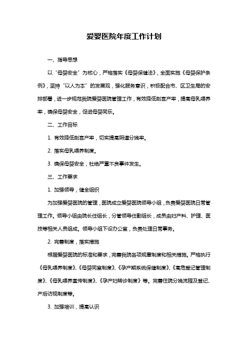 爱婴医院年度工作计划
