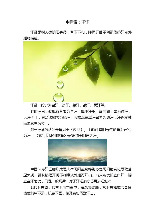 中医说：汗证