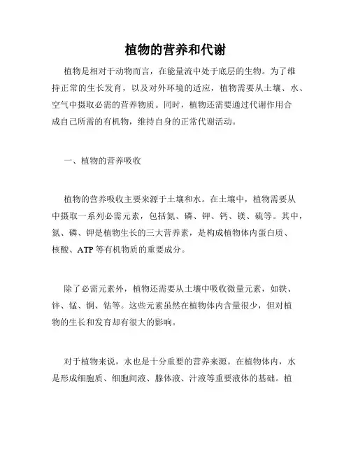 植物的营养和代谢