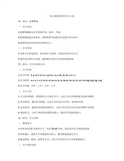 幼小衔接班拼音学习计划