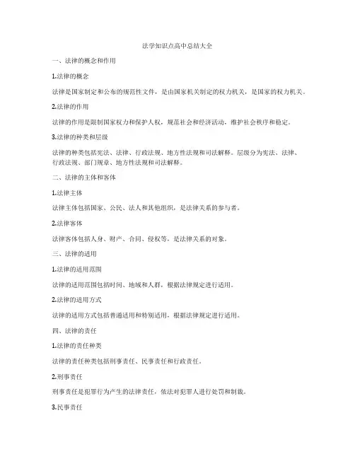 法学知识点高中总结大全