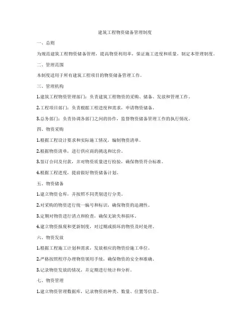 建筑工程物资储备管理制度