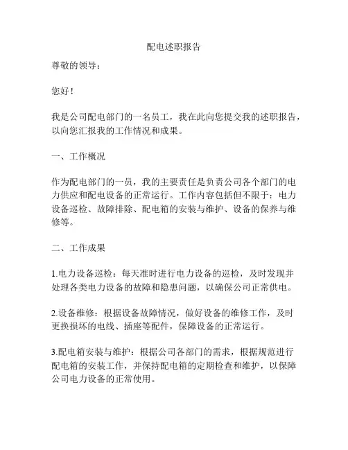 配电述职报告