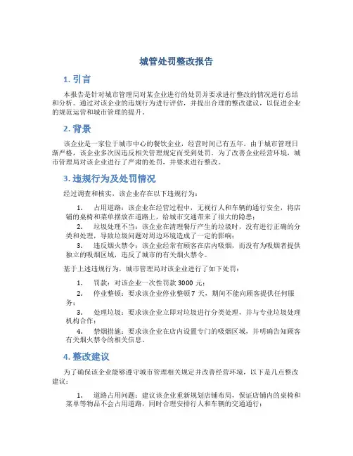城管处罚整改报告