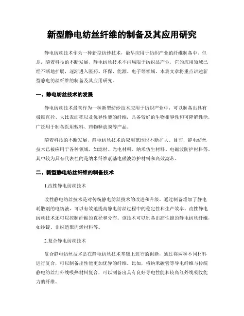新型静电纺丝纤维的制备及其应用研究
