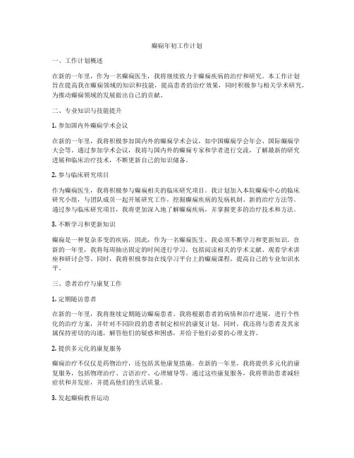 癫痫年初工作计划