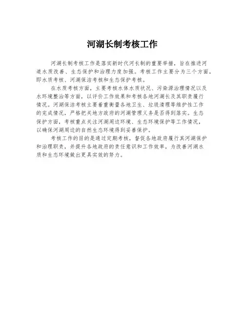 河湖长制考核工作