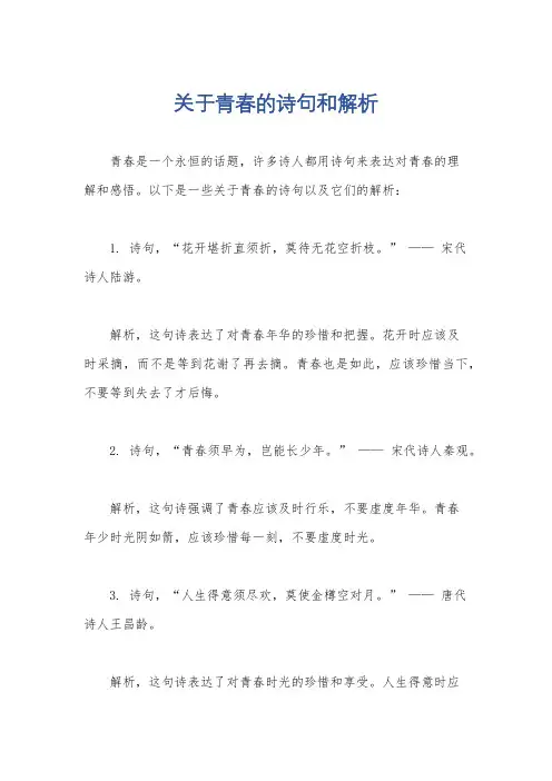 关于青春的诗句和解析