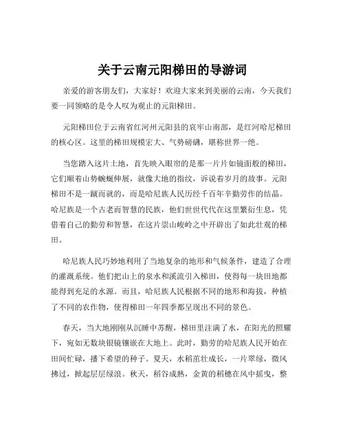 关于云南元阳梯田的导游词