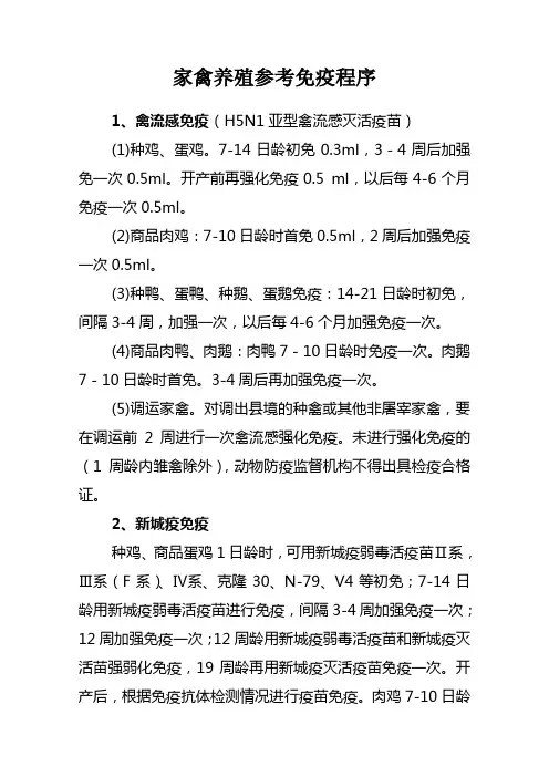 家禽养殖参考免疫程序
