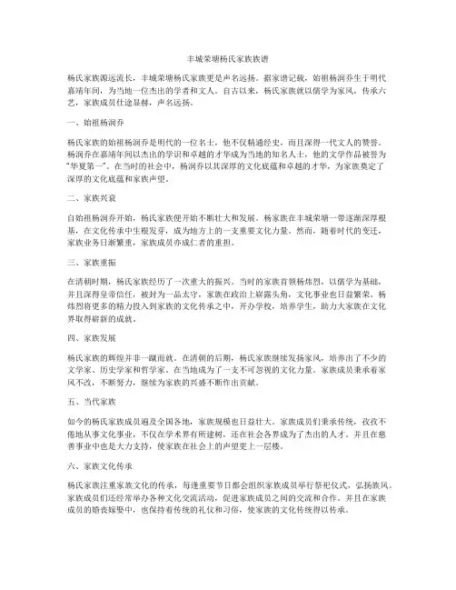 丰城荣塘杨氏家族族谱