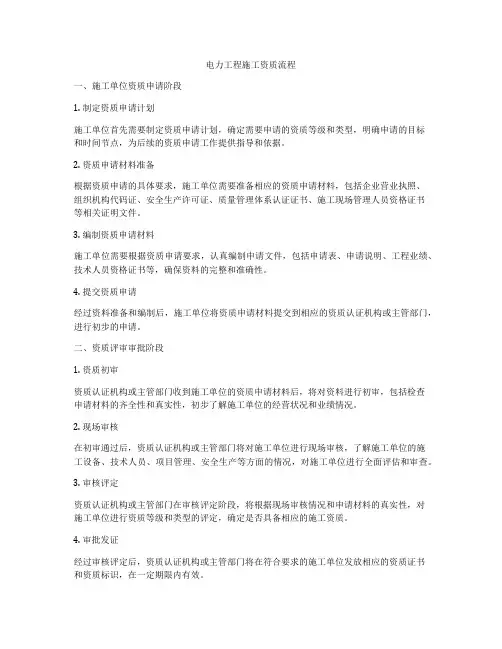 电力工程施工资质流程