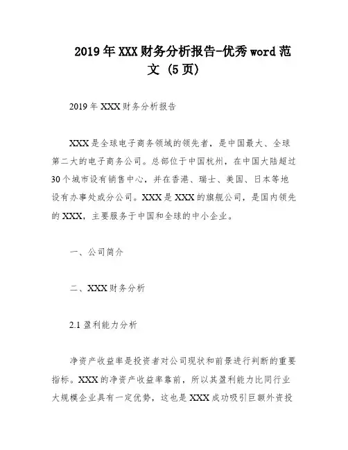 2019年XXX财务分析报告-优秀word范文 (5页)