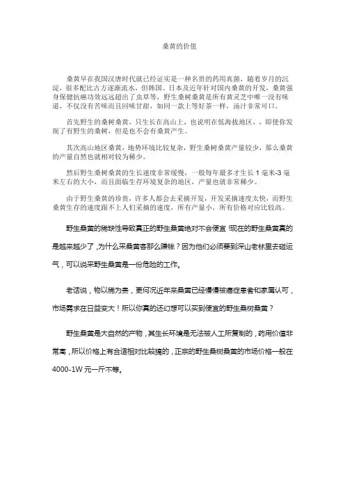 桑黄的价值