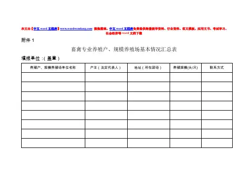 畜禽专业养殖户规模养殖场基本情况汇总表.