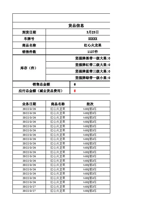 自动计算水果销售流水结单明细单(带公式))