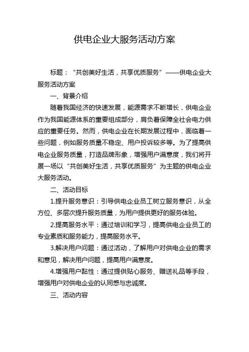 供电企业大服务活动方案