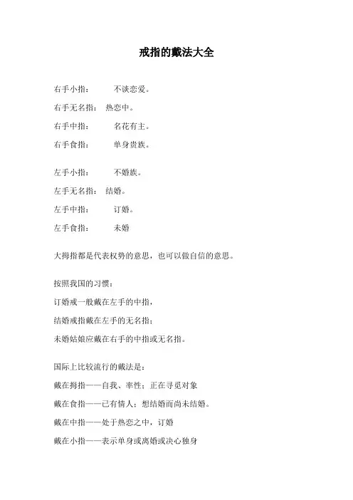 戒指的戴法大全