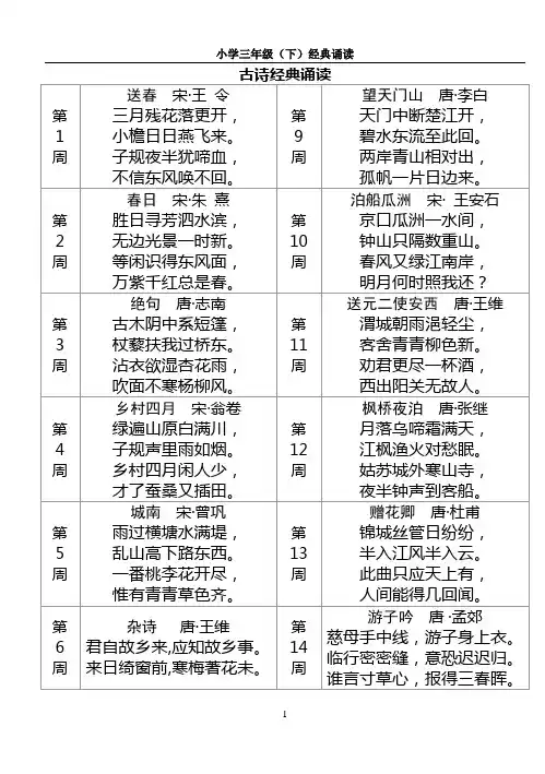 小学国学经典诵读3下