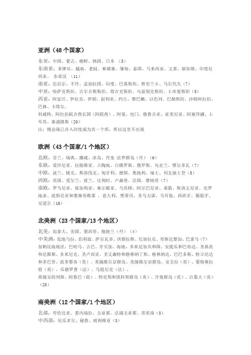 世界七大洲各国的分布及概况 世界各国划分一览表大全