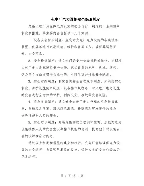 火电厂电力设施安全保卫制度
