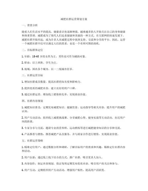 减肥社群运营策划方案