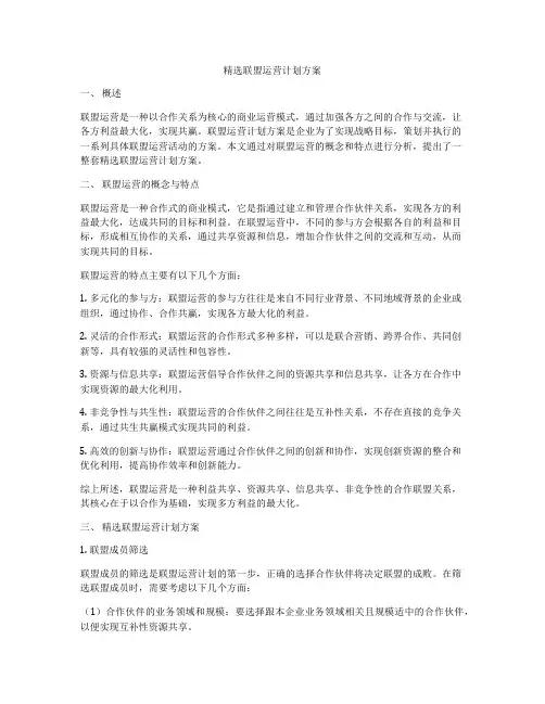 精选联盟运营计划方案