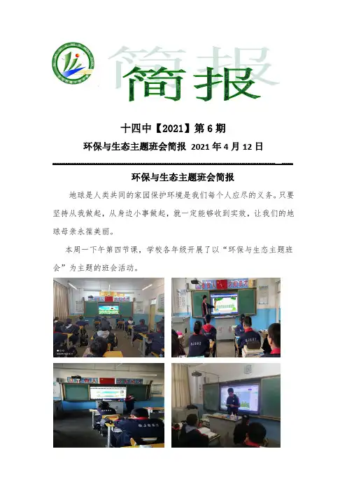 中学环保与生态主题班会