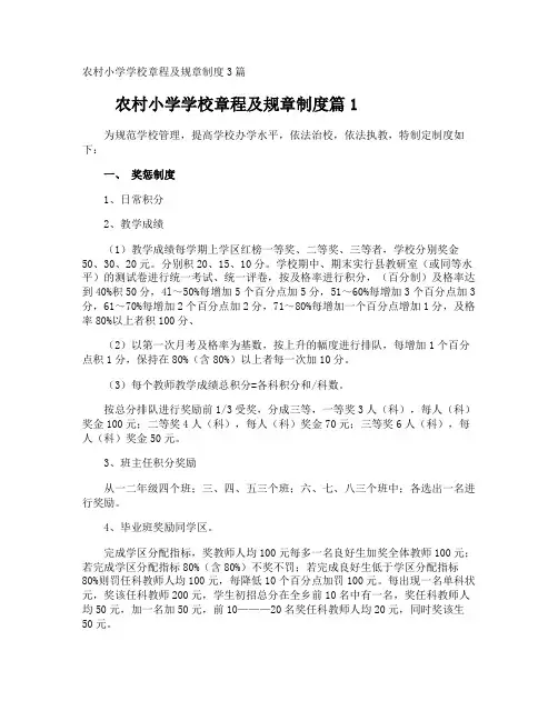 农村小学学校章程及规章制度