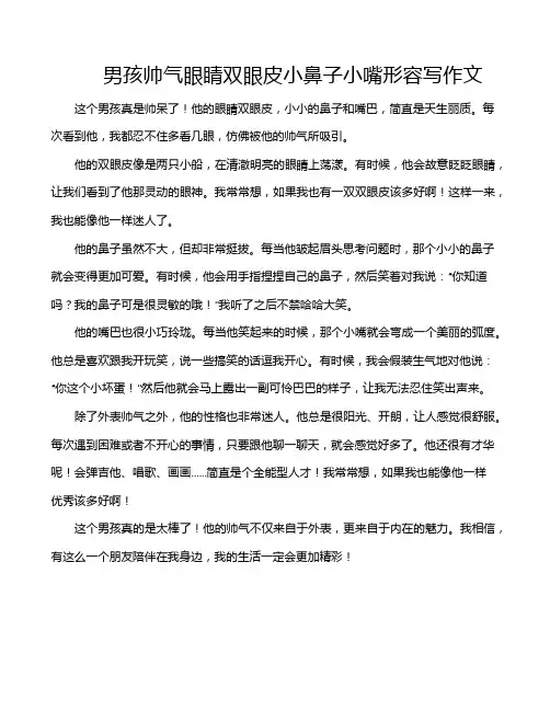 男孩帅气眼睛双眼皮小鼻子小嘴形容写作文