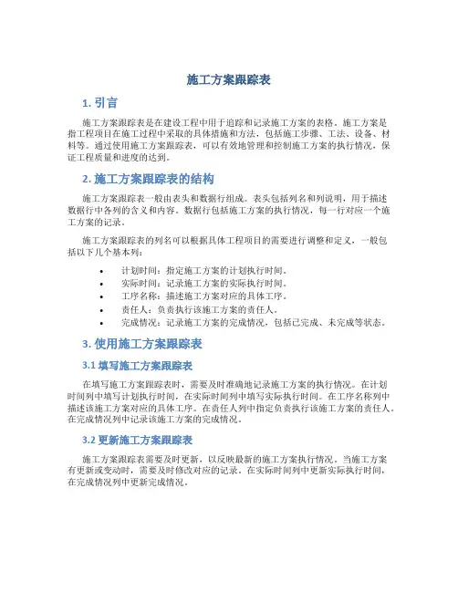 施工方案跟踪表