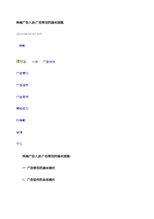 广告策划的基本流程