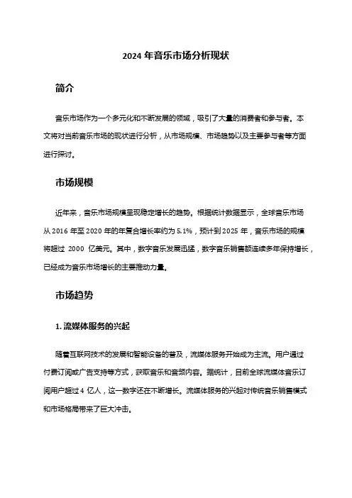 2024年音乐市场分析现状