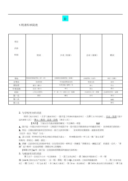 新课标常考的经典文化常识