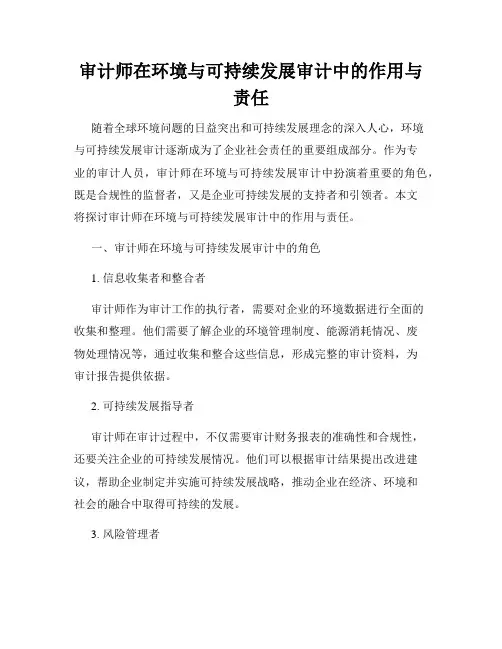 审计师在环境与可持续发展审计中的作用与责任
