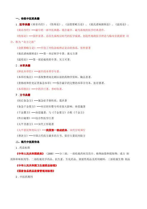 传统中医药典籍精