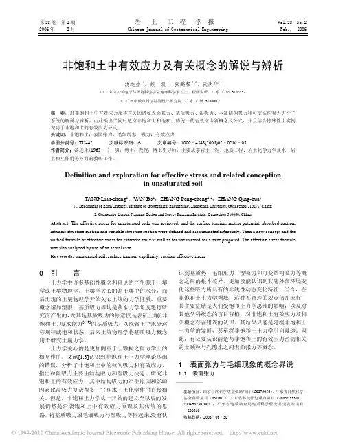 非饱和土中有效应力及有关概念的解说与辨析
