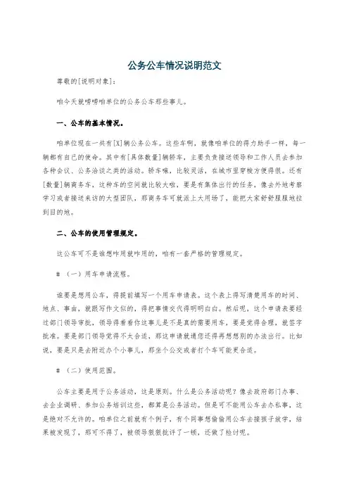公务公车情况说明范文