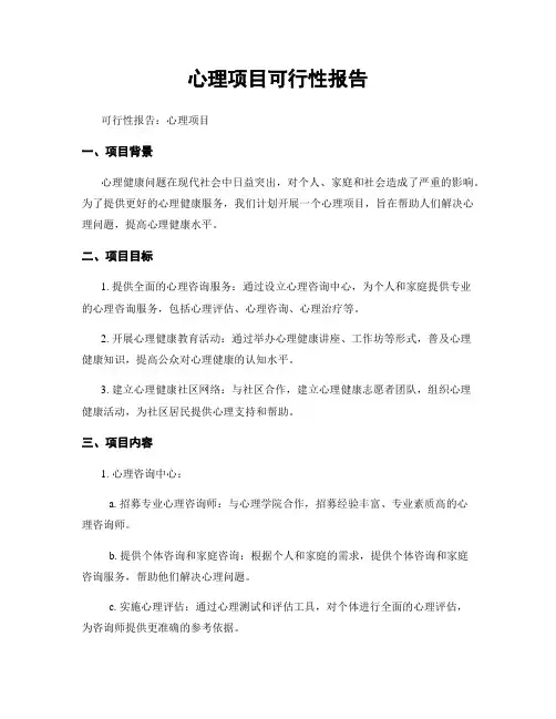 心理项目可行性报告