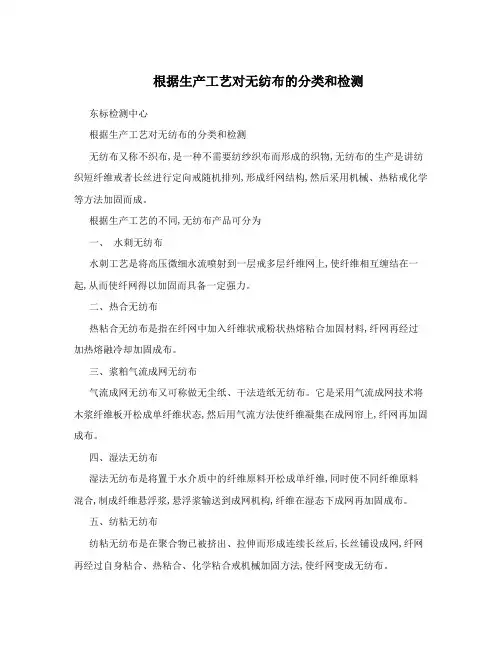 根据生产工艺对无纺布的分类和检测