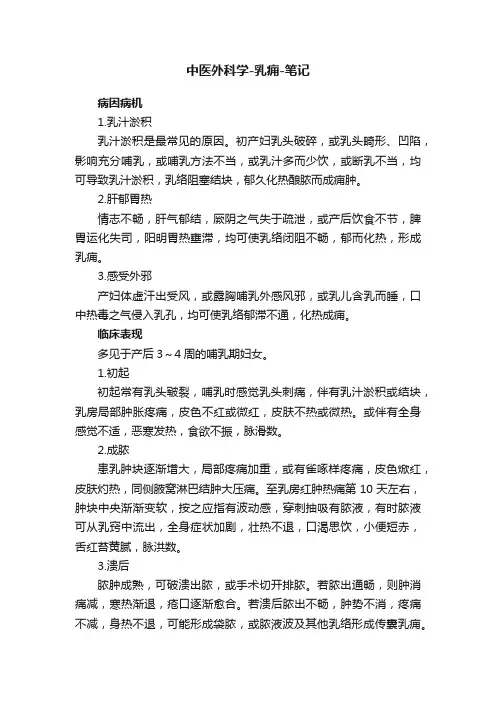 中医外科学-乳痈-笔记