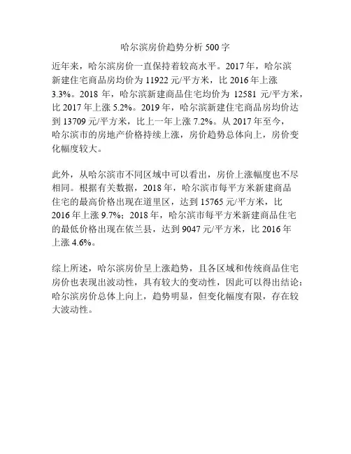 哈尔滨房价趋势分析500字