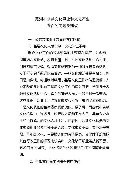 公共文化事业存在的问题及建议