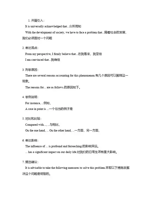 英语作文万能句子中考