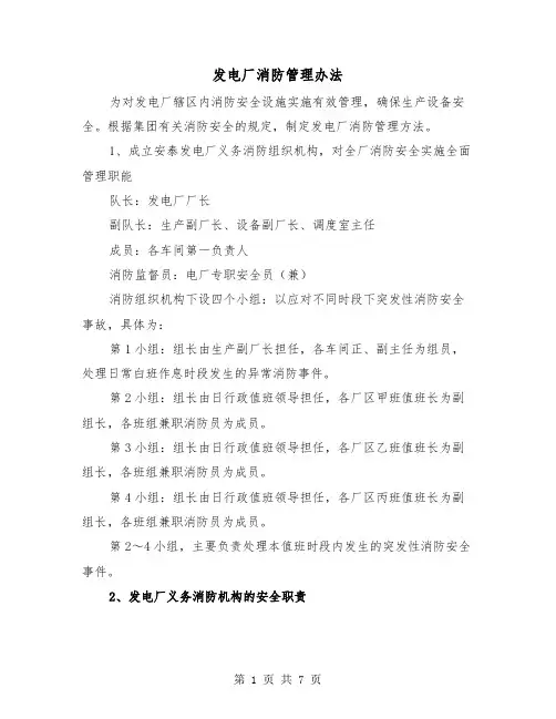 发电厂消防管理办法（二篇）